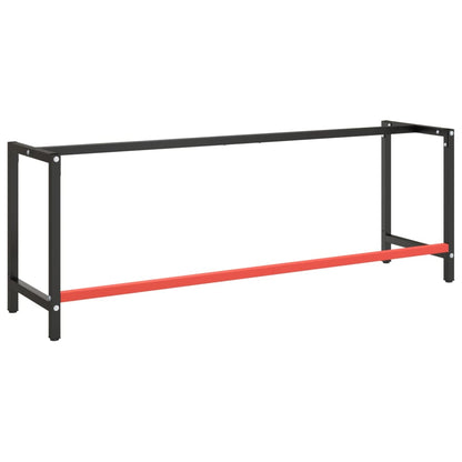 vidaXL Piétement d'établi noir mat et rouge mat 220x57x79 cm Métal