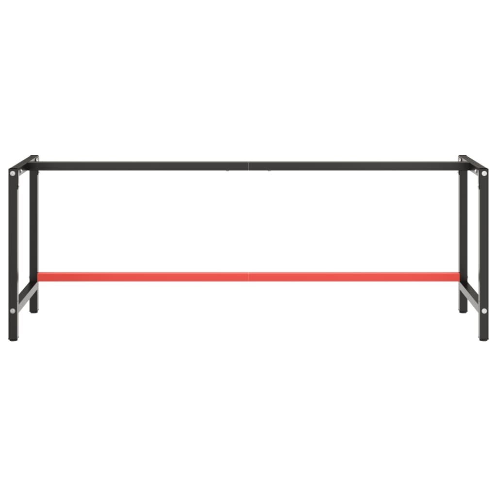 vidaXL Piétement d'établi noir mat et rouge mat 220x57x79 cm Métal