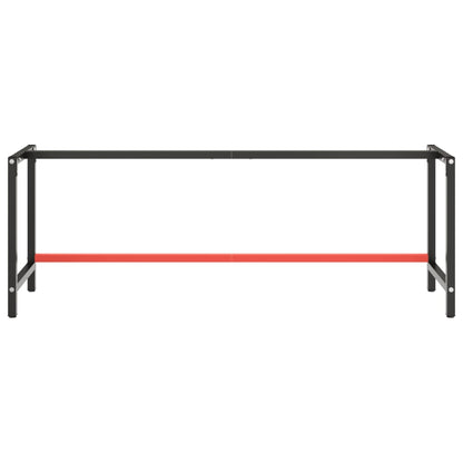 vidaXL Piétement d'établi noir mat et rouge mat 220x57x79 cm Métal