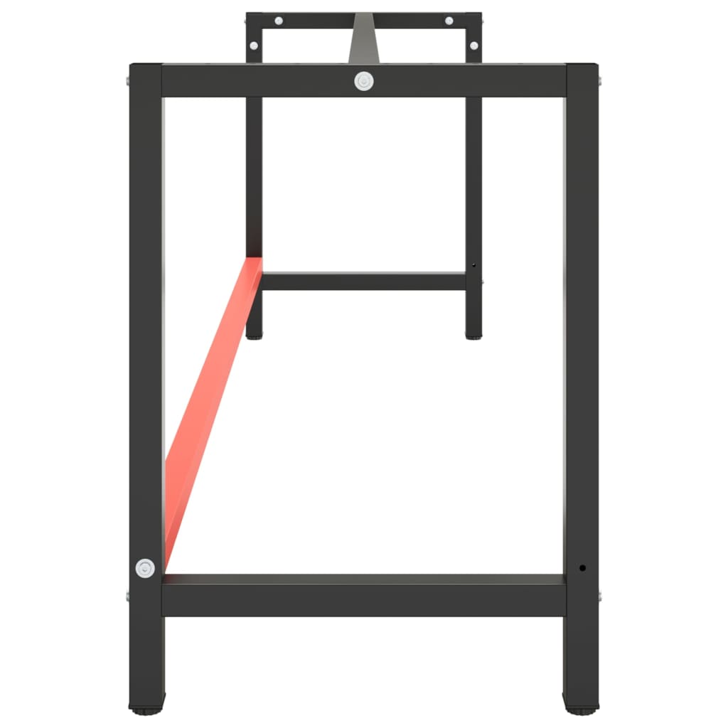 vidaXL Piétement d'établi noir mat et rouge mat 220x57x79 cm Métal