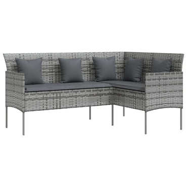 vidaXL Canapé d'angle avec coussins Résine tressée Gris