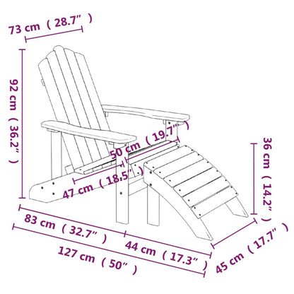 vidaXL Adirondack-Gartenstuhl mit Fußteil HDPE Braun