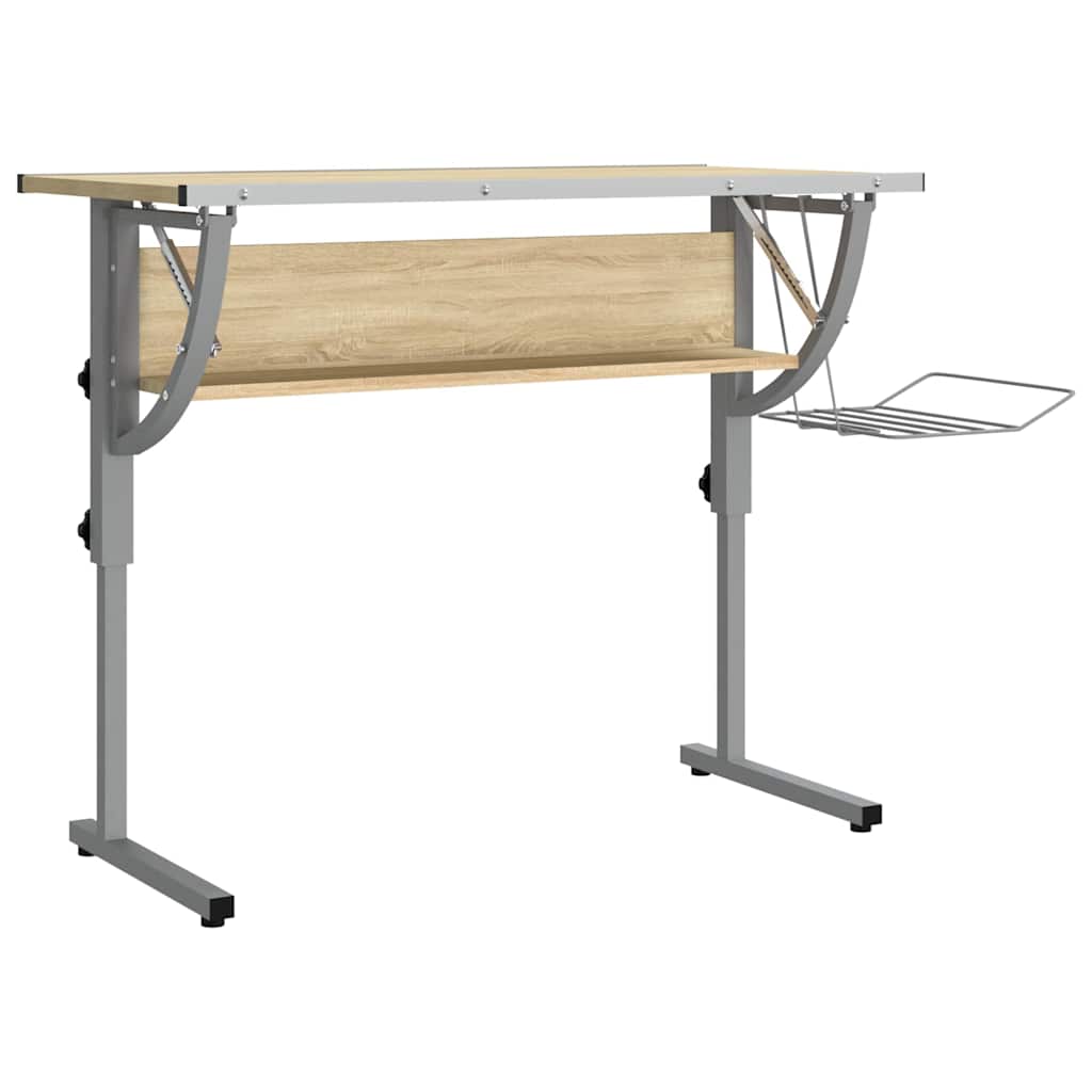 vidaXL Table de loisirs Chêne Sonoma & Gris 110x53x(58-87) cm Bois d'ingénierie