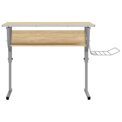 vidaXL Table de loisirs Chêne Sonoma & Gris 110x53x(58-87) cm Bois d'ingénierie