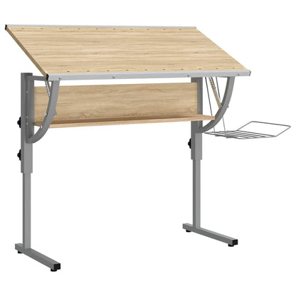 vidaXL Table de loisirs Chêne Sonoma & Gris 110x53x(58-87) cm Bois d'ingénierie