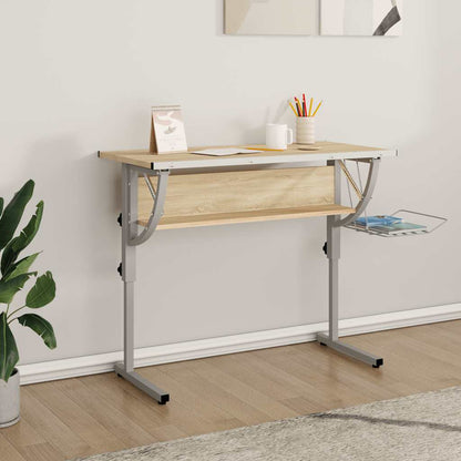 vidaXL Table de loisirs Chêne Sonoma & Gris 110x53x(58-87) cm Bois d'ingénierie