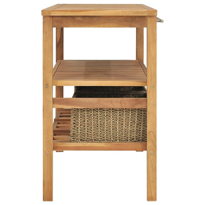 vidaXL Waschtisch mit 3 Körben Massivholz Teak 132x45x75cm