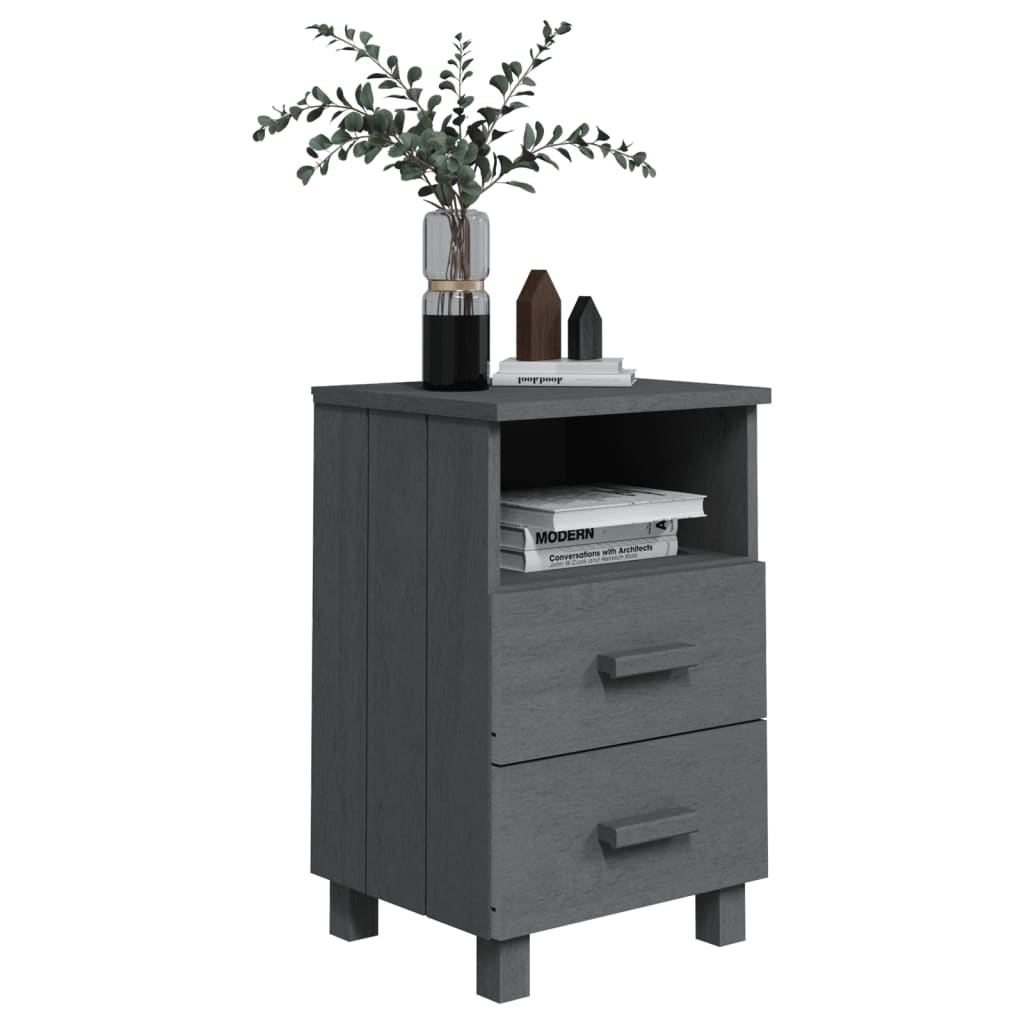vidaXL Nachttisch HAMAR Dunkelgrau 40x35x62 cm Massivholz Kiefer