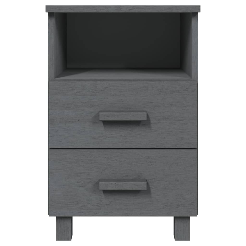 vidaXL Nachttische HAMAR 2 Stk. Dunkelgrau 40x35x62 cm Massivholz