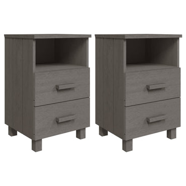 vidaXL Nachttische HAMAR 2 Stk. Hellgrau 40x35x62 cm Massivholz