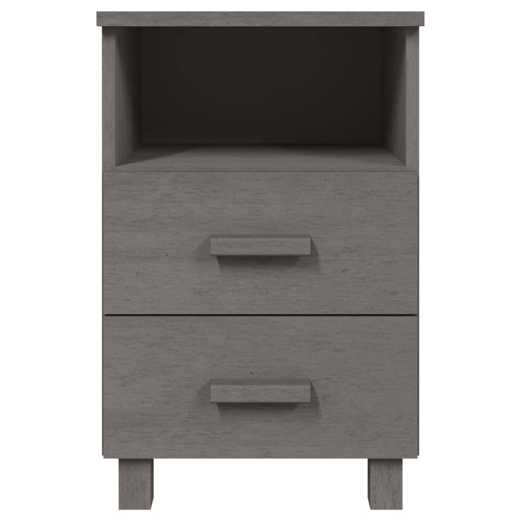 vidaXL Nachttische HAMAR 2 Stk. Hellgrau 40x35x62 cm Massivholz