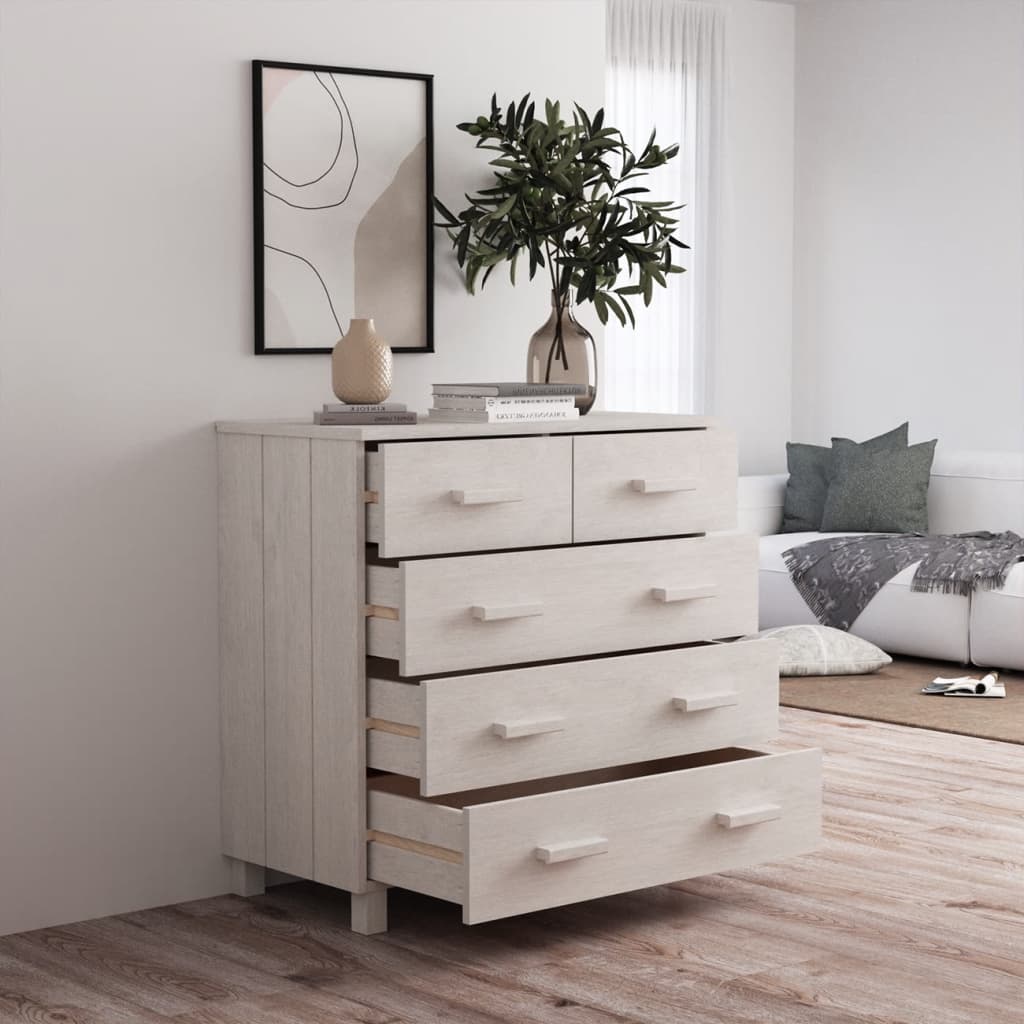 vidaXL Sideboard HAMAR Weiß 79x40x80 cm Massivholz Kiefer