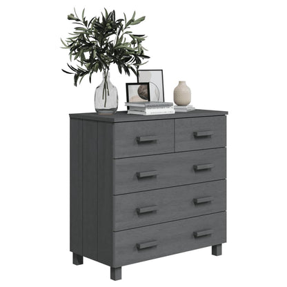 vidaXL Commode HAMAR Gris foncé 79x40x80 cm Bois de pin massif