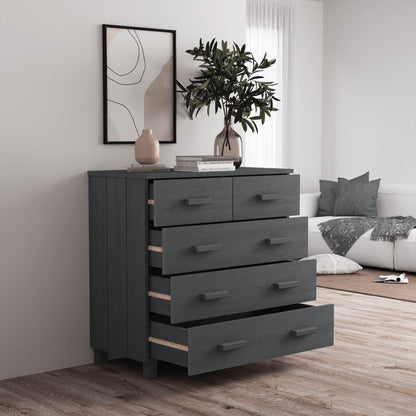 vidaXL Commode HAMAR Gris foncé 79x40x80 cm Bois de pin massif