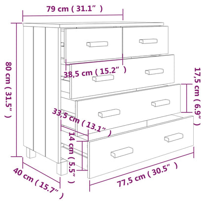 vidaXL Commode HAMAR Gris foncé 79x40x80 cm Bois de pin massif