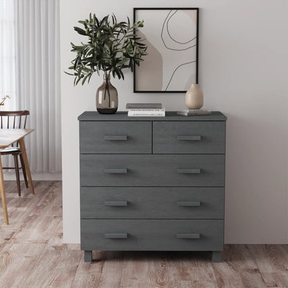 vidaXL Commode HAMAR Gris foncé 79x40x80 cm Bois de pin massif