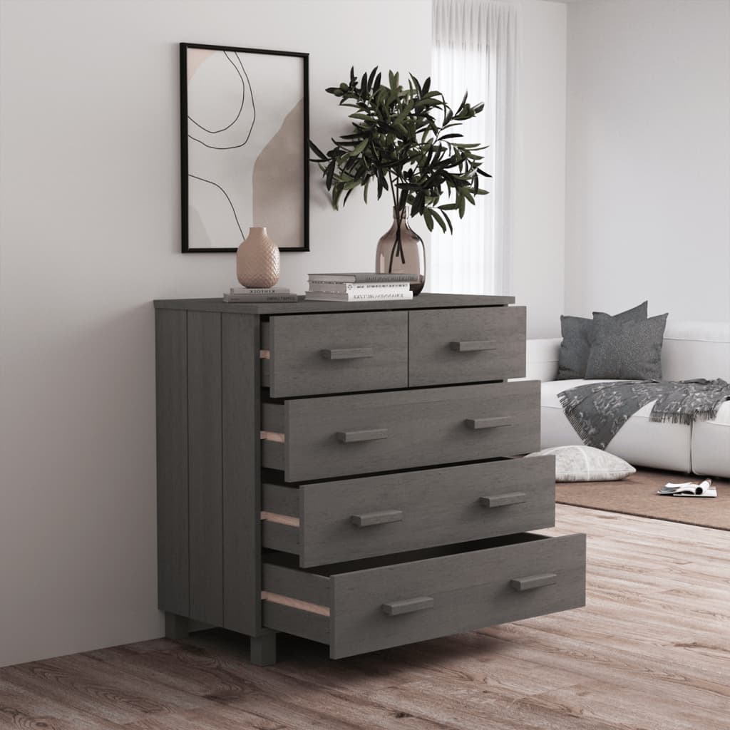 vidaXL Buffet HAMAR Gris clair 79x40x80 cm Bois de pin massif