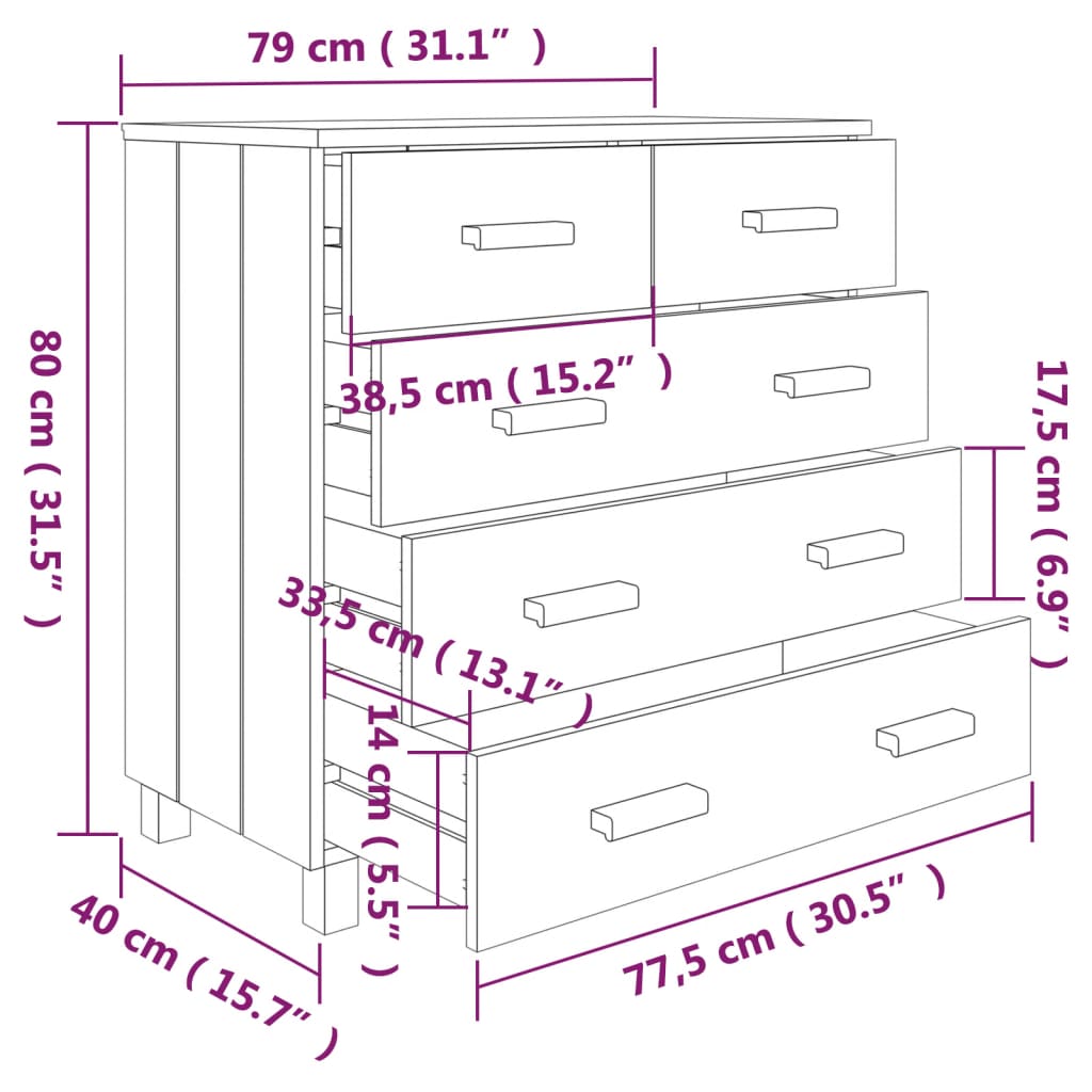 vidaXL Buffet HAMAR Gris clair 79x40x80 cm Bois de pin massif