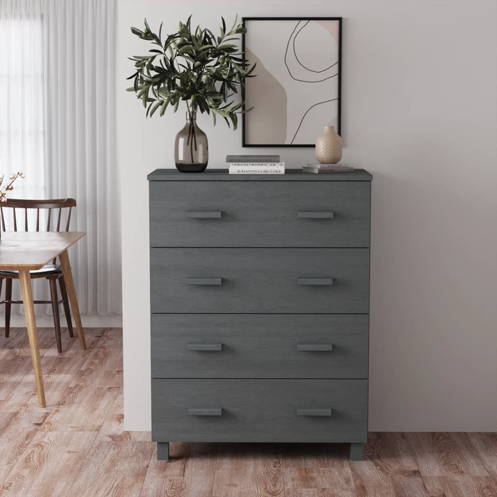 vidaXL Buffet HAMAR gris foncé 79x40x103,5 cm bois de pin massif