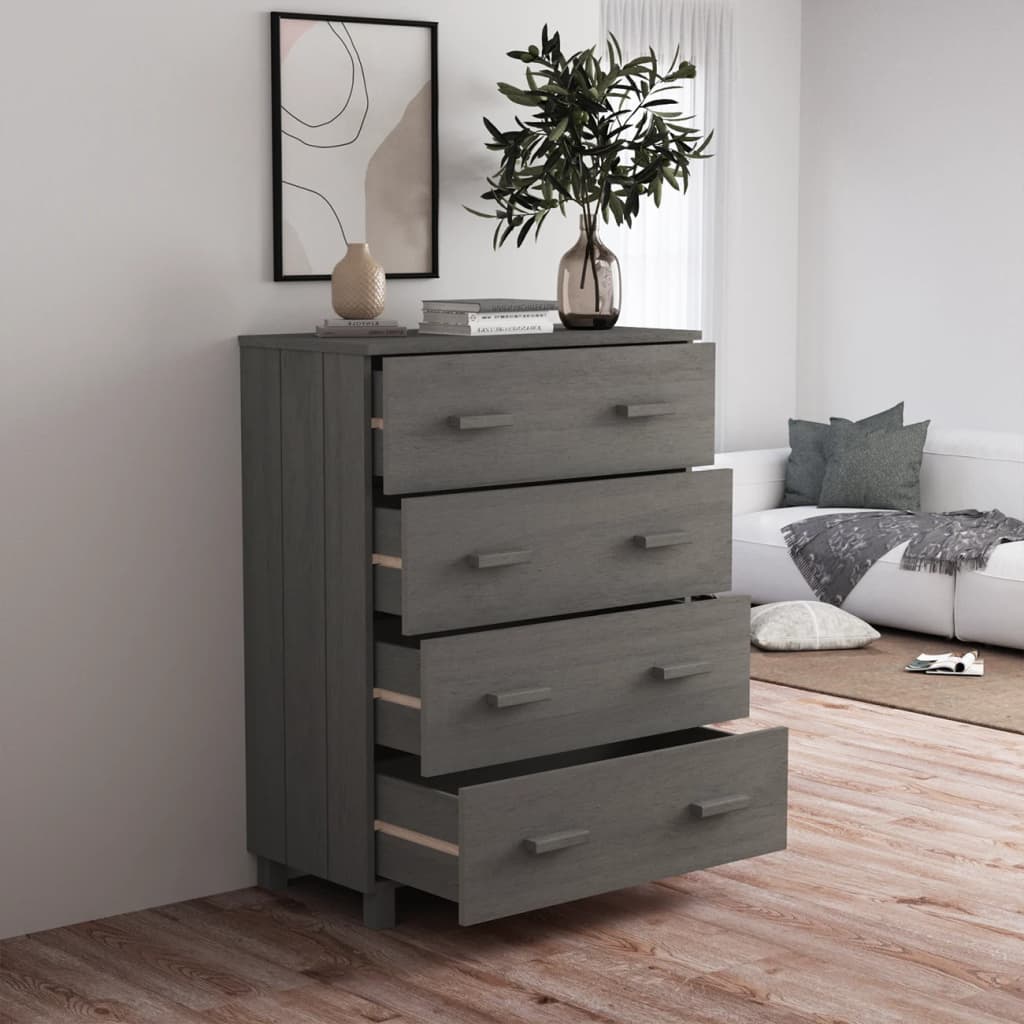 vidaXL Buffet HAMAR Gris clair 79x40x103,5 cm Bois de pin massif