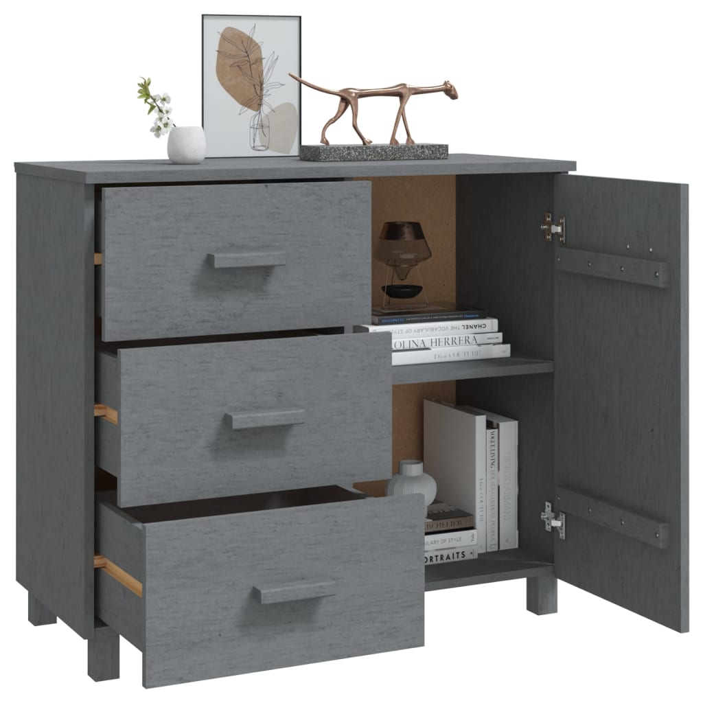vidaXL Buffet HAMAR Gris foncé 90x40x80 cm Bois de pin massif
