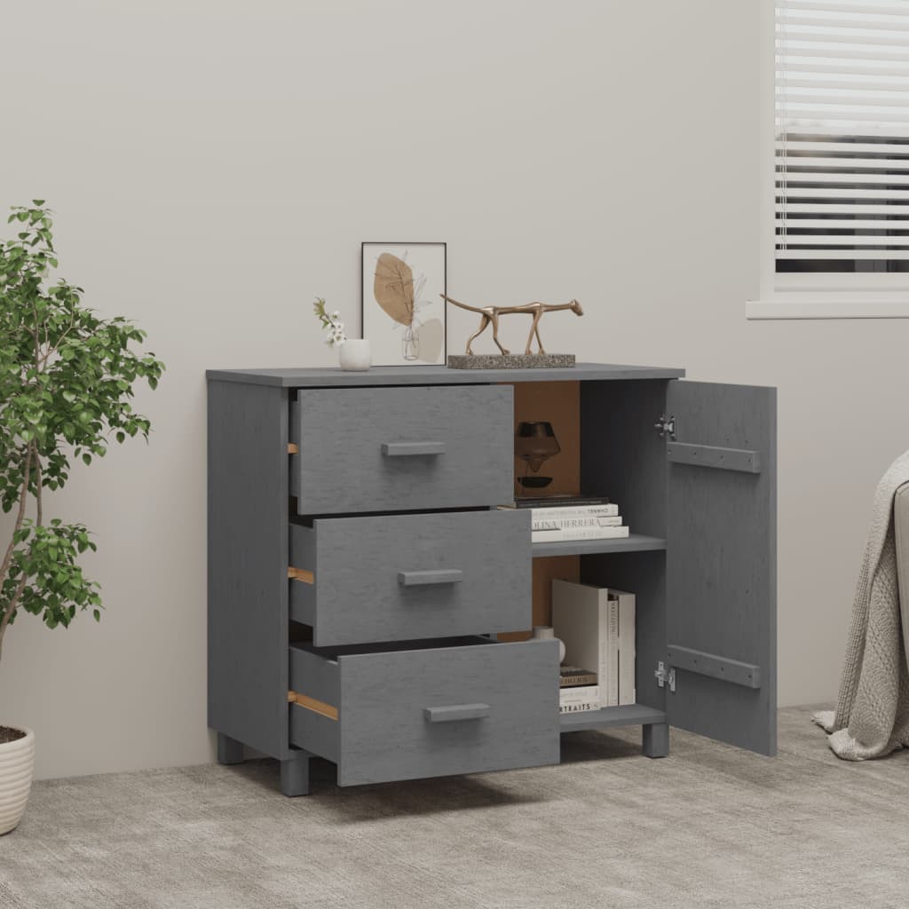 vidaXL Buffet HAMAR Gris foncé 90x40x80 cm Bois de pin massif