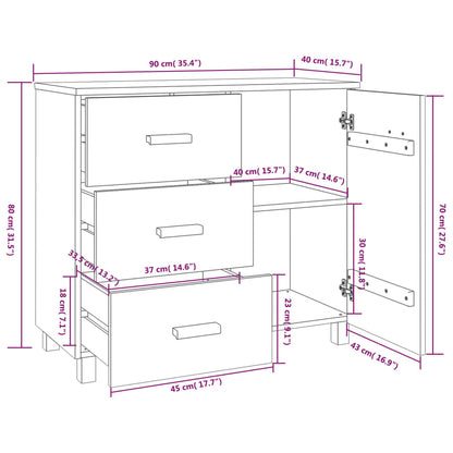 vidaXL Buffet HAMAR Gris foncé 90x40x80 cm Bois de pin massif
