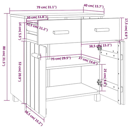 vidaXL Commode HAMAR Gris foncé 79x40x80 cm Bois de pin massif