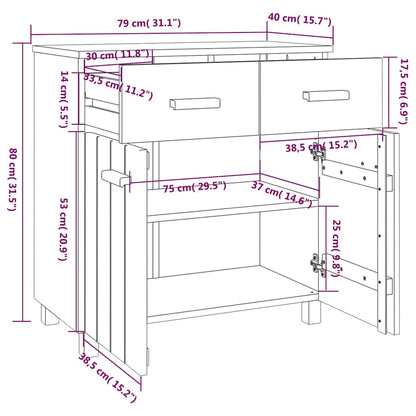 vidaXL Buffet HAMAR Gris clair 79x40x80 cm Bois de pin massif