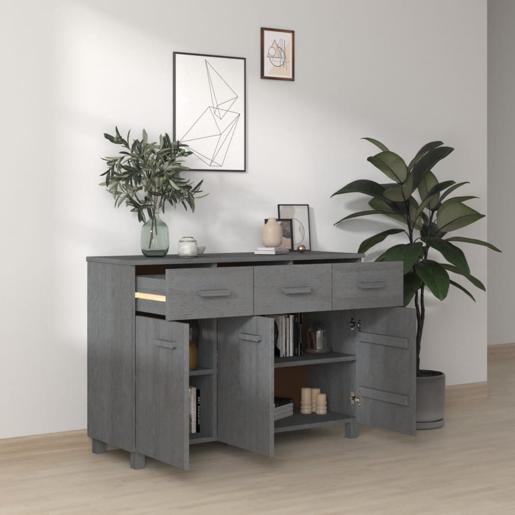 vidaXL Buffet HAMAR Gris foncé 113x40x80 cm Bois de pin massif