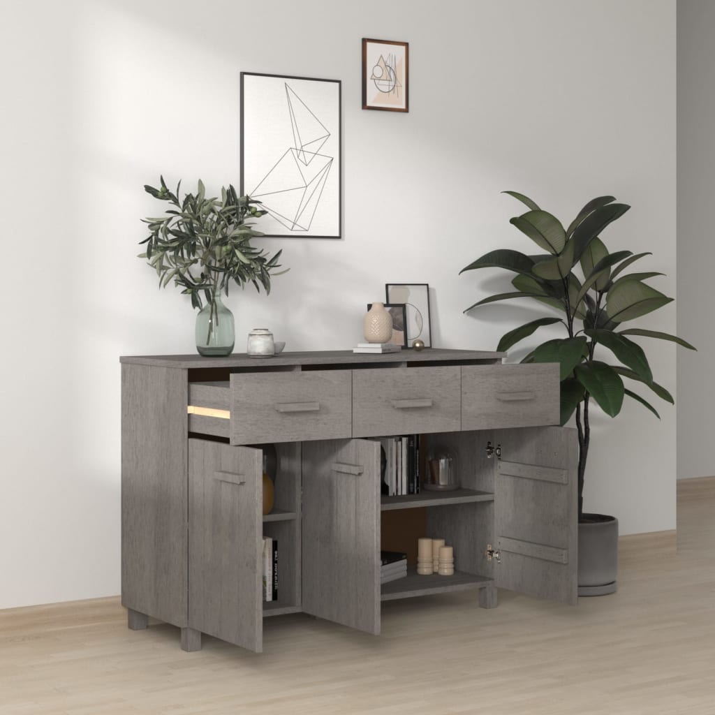 vidaXL Bahut HAMAR Gris clair 113x40x80 cm Bois de pin massif