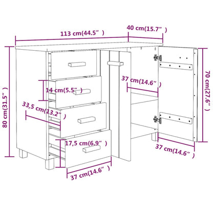 vidaXL Buffet HAMAR marron miel 113x40x80 cm Bois de pin massif