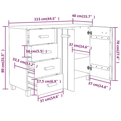vidaXL Buffet HAMAR Gris foncé 113x40x80 cm Bois de pin massif