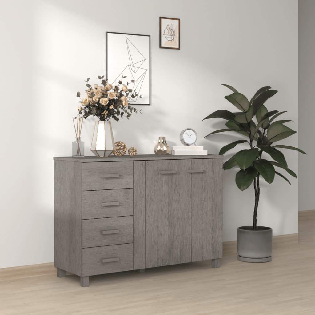 vidaXL Commode HAMAR Gris clair 113x40x80 cm Bois de pin massif
