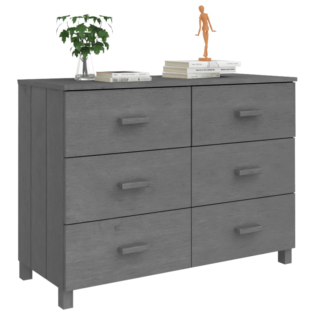 vidaXL Sideboard HAMAR Dunkelgrau 113x40x80 cm Massivholz Kiefer
