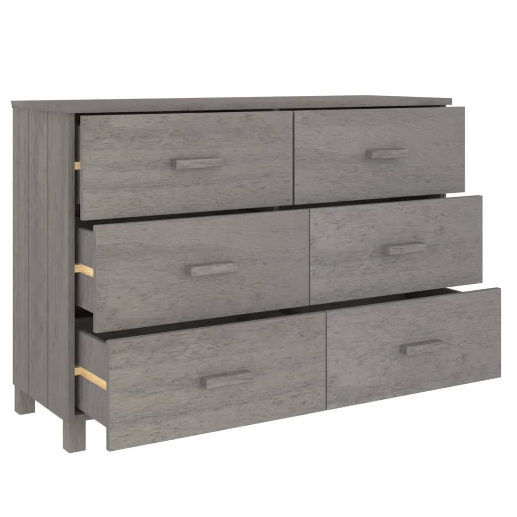 vidaXL Commode HAMAR Gris clair 113x40x80 cm Bois de pin massif