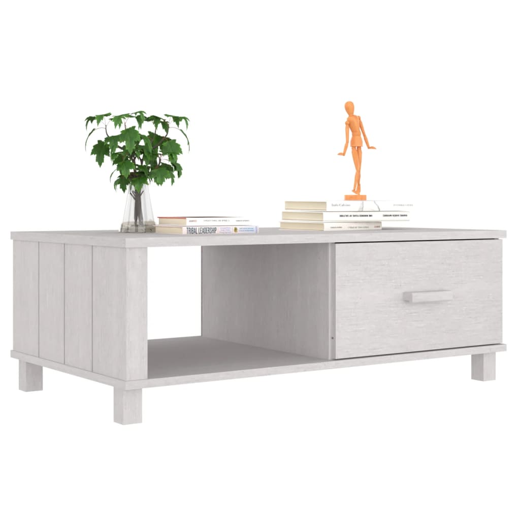 vidaXL Table basse HAMAR Blanc 100x55x35 cm Bois de pin massif