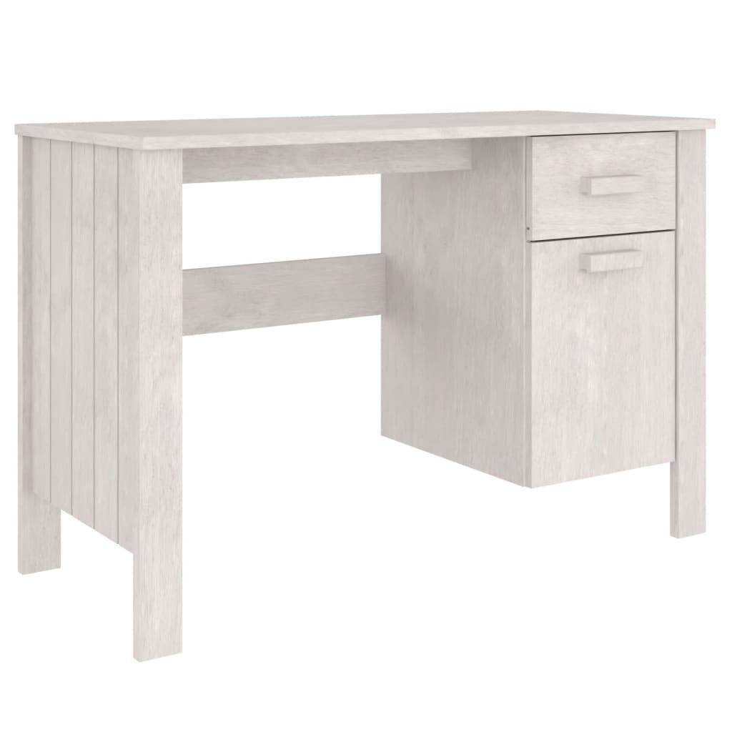 vidaXL Schreibtisch HAMAR Weiß 113x50x75 cm Massivholz Kiefer