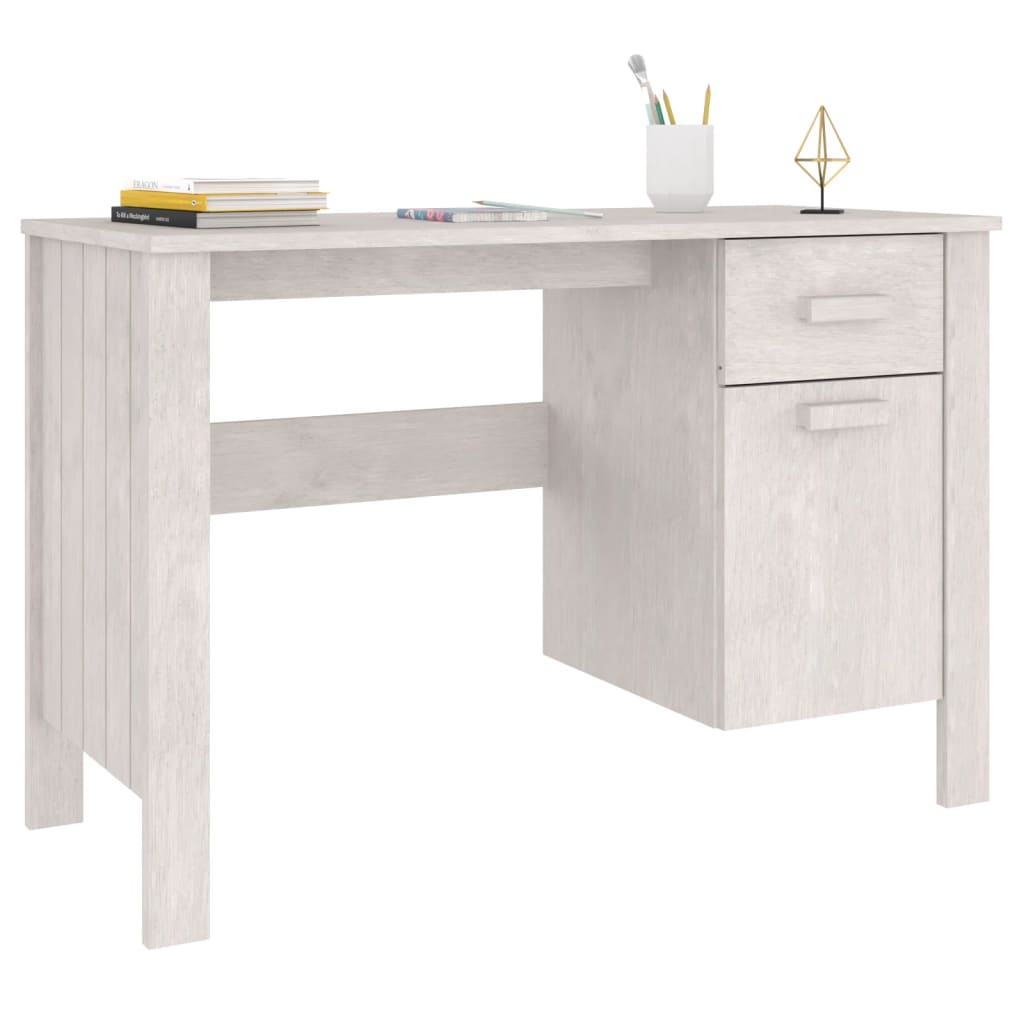 vidaXL Schreibtisch HAMAR Weiß 113x50x75 cm Massivholz Kiefer