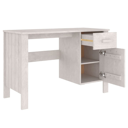 vidaXL Schreibtisch HAMAR Weiß 113x50x75 cm Massivholz Kiefer