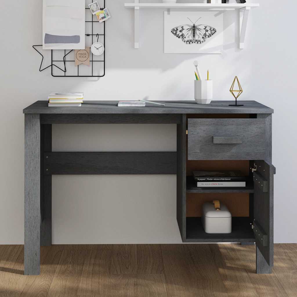vidaXL Schreibtisch HAMAR Dunkelgrau 113x50x75 cm Massivholz Kiefer