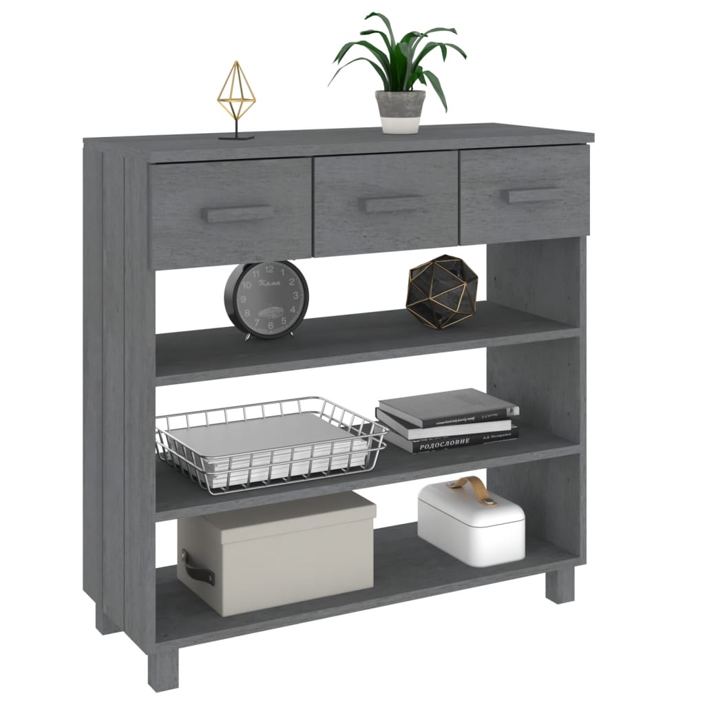 vidaXL Console HAMAR Gris foncé 90x35x90 cm Bois de pin massif