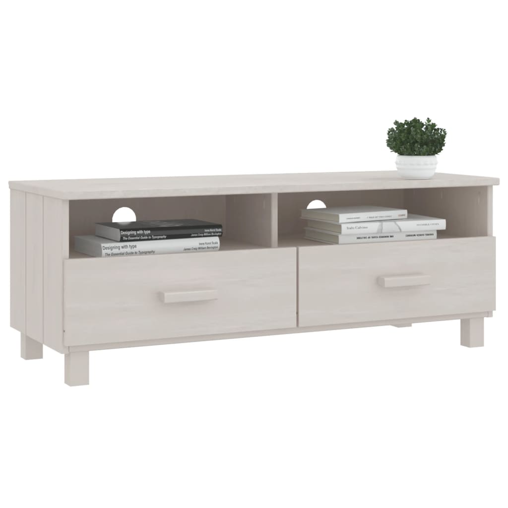 Meuble TV vidaXL HAMAR Blanc 106x40x40 cm Bois de pin massif