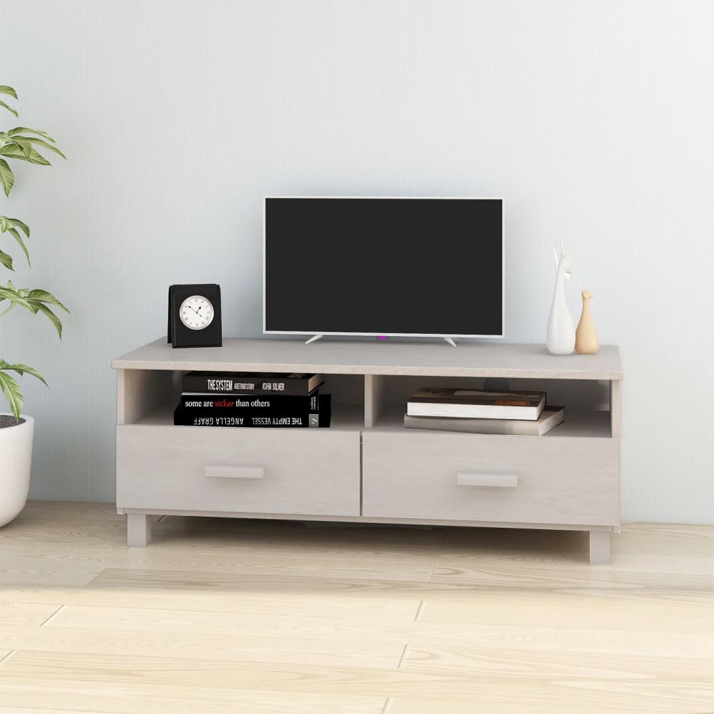Meuble TV vidaXL HAMAR Blanc 106x40x40 cm Bois de pin massif