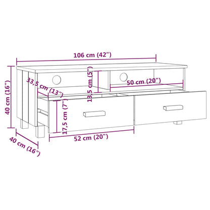vidaXL Meuble TV HAMAR Gris foncé 106x40x40 cm Bois de pin massif