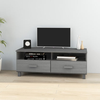vidaXL Meuble TV HAMAR Gris foncé 106x40x40 cm Bois de pin massif