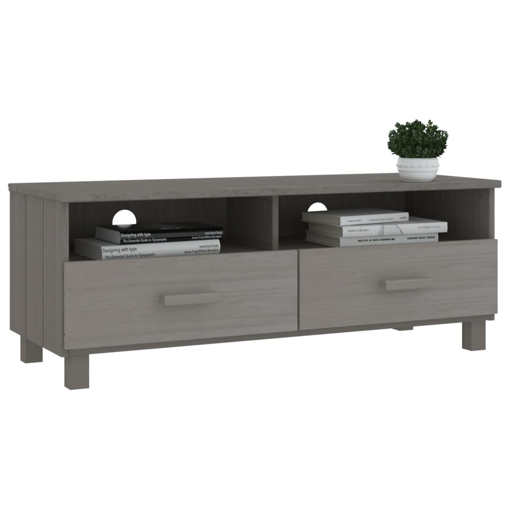 vidaXL TV-Schrank HAMAR Hellgrau 106x40x40 cm Massivholz Kiefer