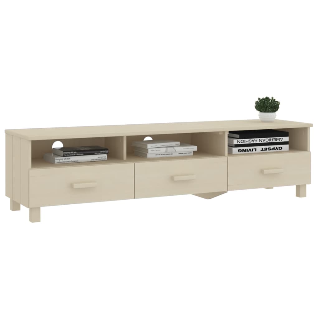 vidaXL Meuble TV HAMAR marron miel 158x40x40 cm pin massif