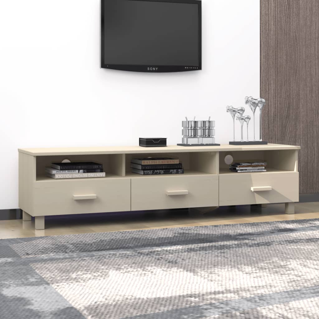 vidaXL Meuble TV HAMAR marron miel 158x40x40 cm pin massif
