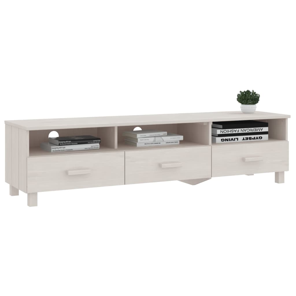 vidaXL Meuble TV HAMAR blanc 158x40x40 cm Bois de pin massif